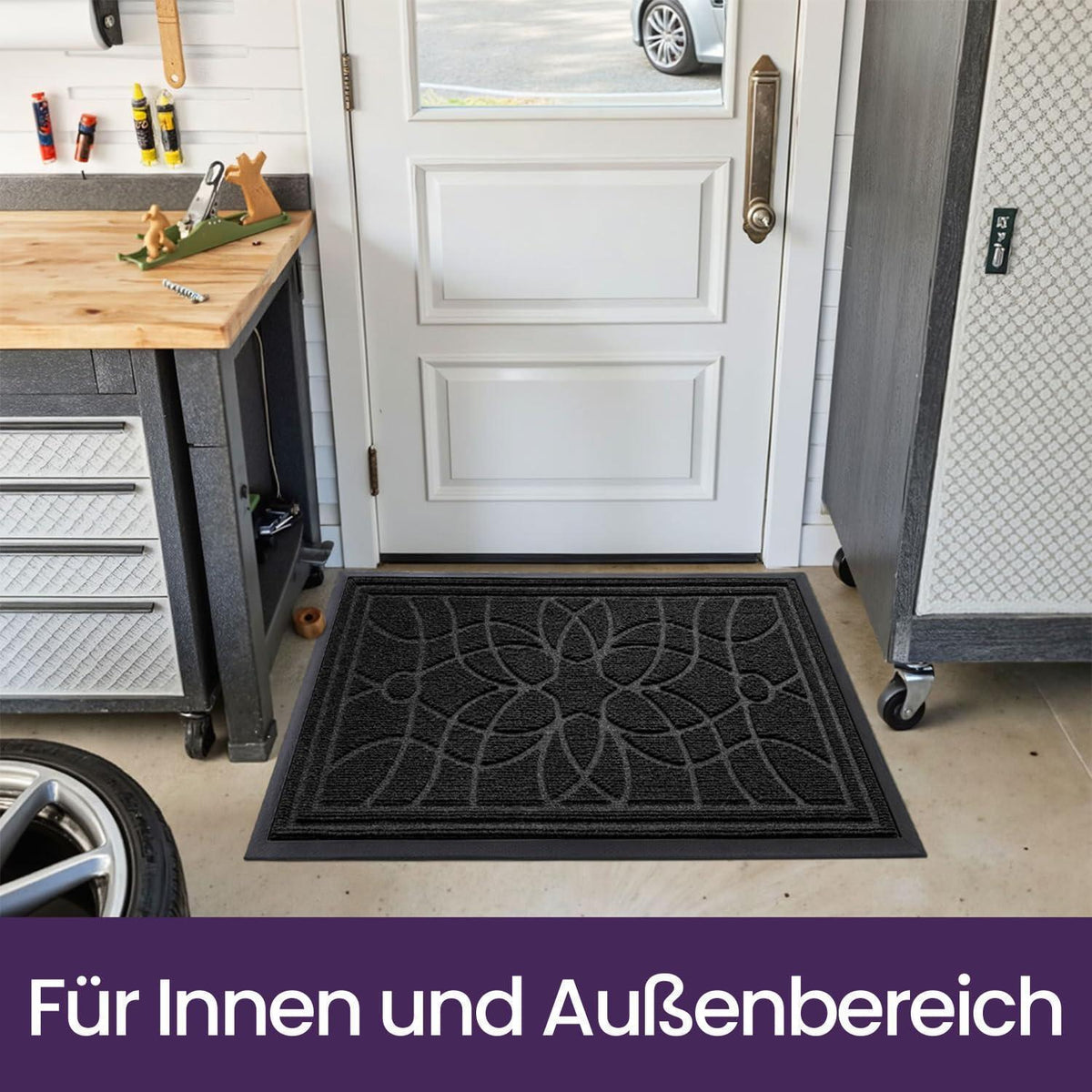 Fußmatte Outdoor 60x120 cm - Wetterfest & Rutschfest Schwarz