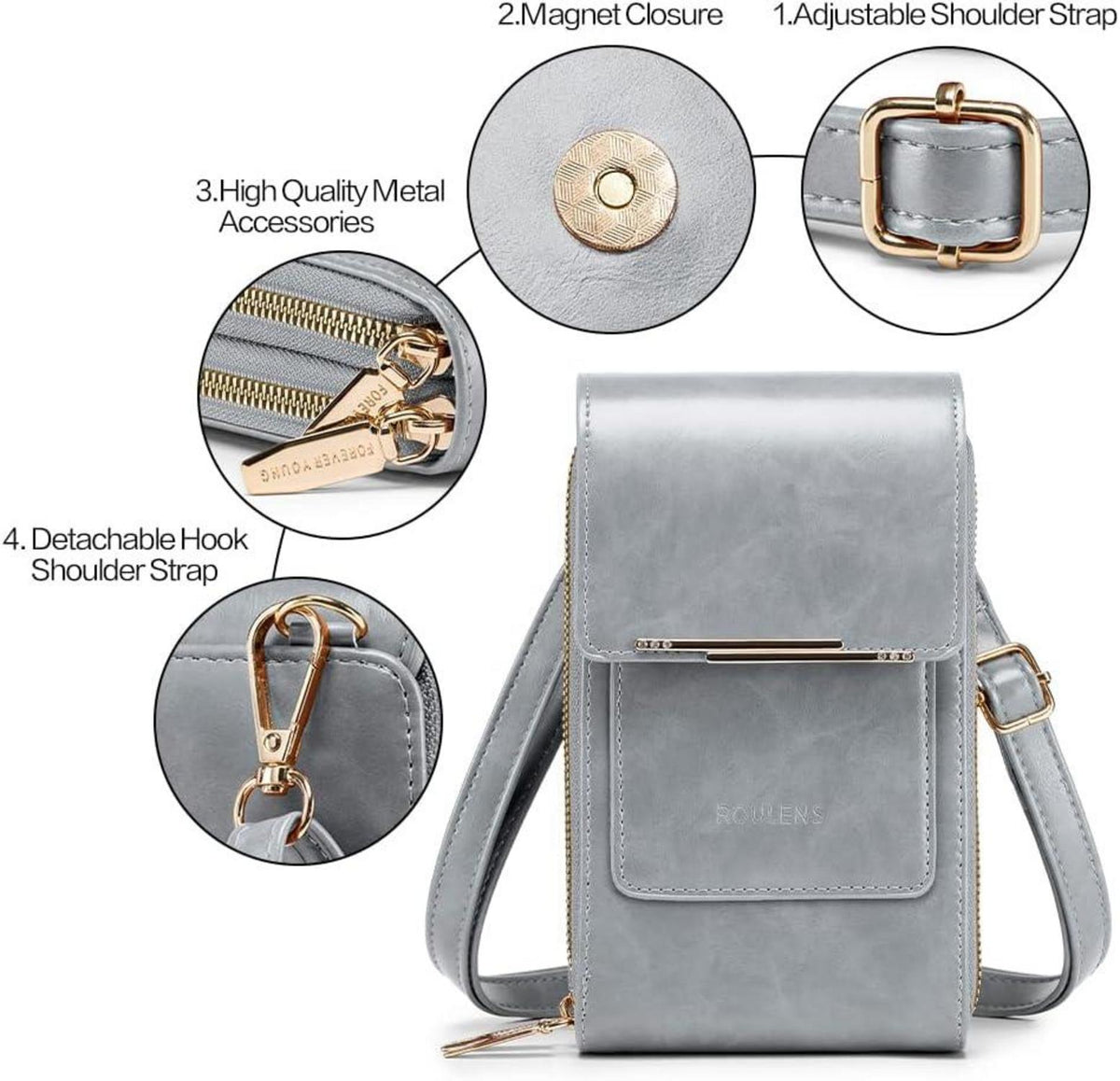 Roulens Kleine Handy Umhängetasche Damen 3 in 1 Crossbody Handytasche RFID Sicherheit