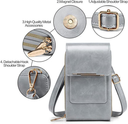 Roulens Kleine Handy Umhängetasche Damen 3 in 1 Crossbody Handytasche RFID Sicherheit