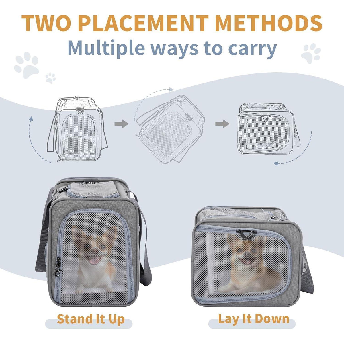 Petsfit Transporttasche für Hunde & Katzen – Grau, Medium