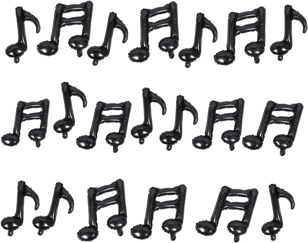 20 Stück Musiknoten Aluminiumfolie Luftballons Gitarre Schwarz Happy