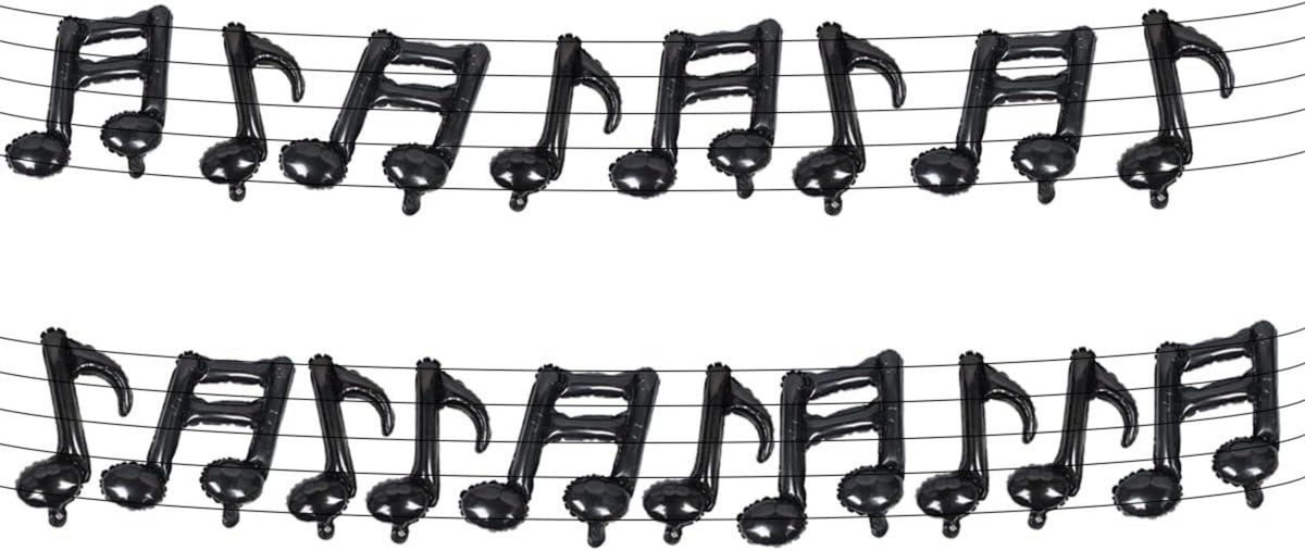 20 Stück Musiknoten Aluminiumfolie Luftballons Gitarre Schwarz Happy