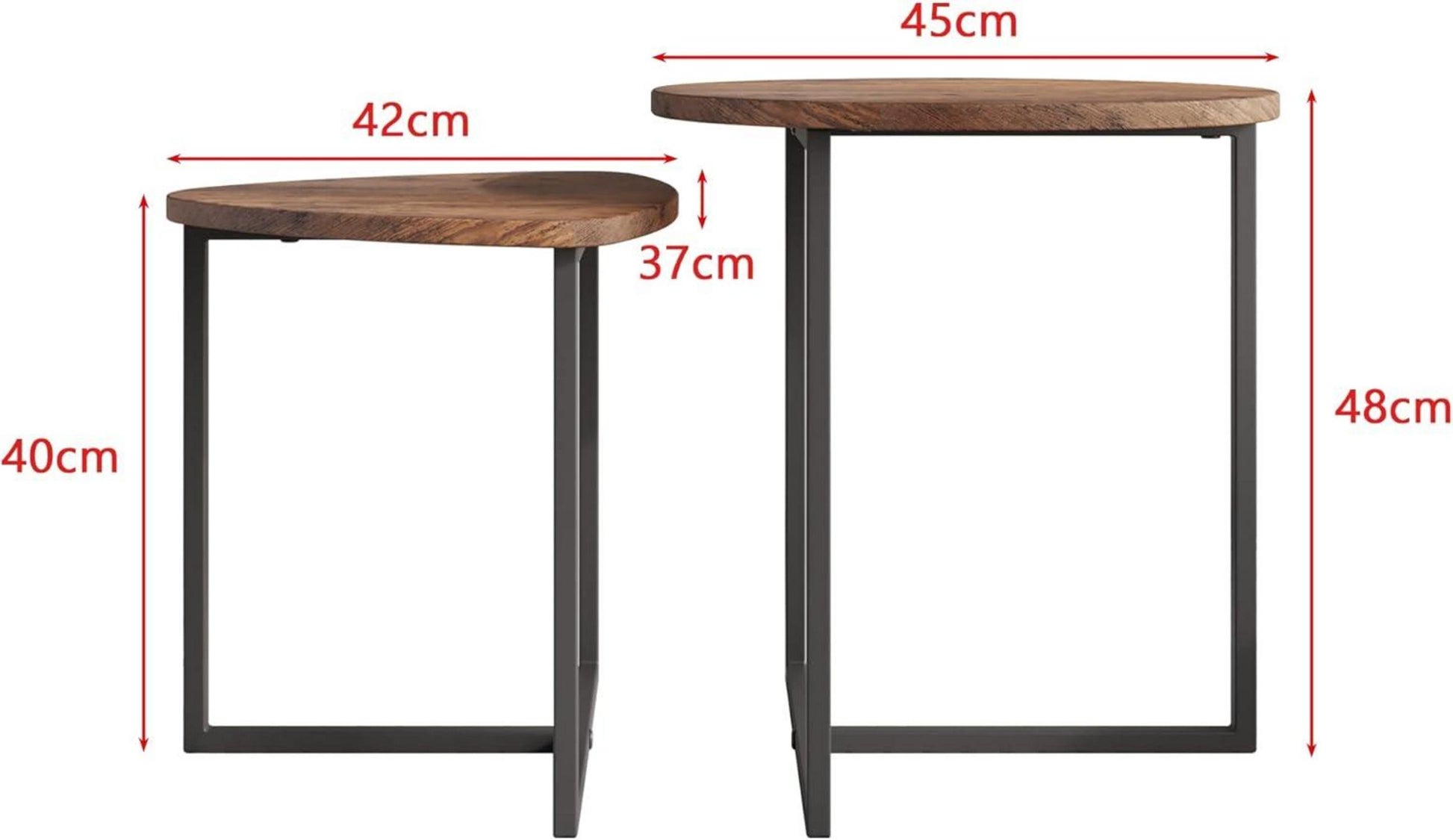 Runder Couchtisch Set 2er Schwarz Braun Holz Metall