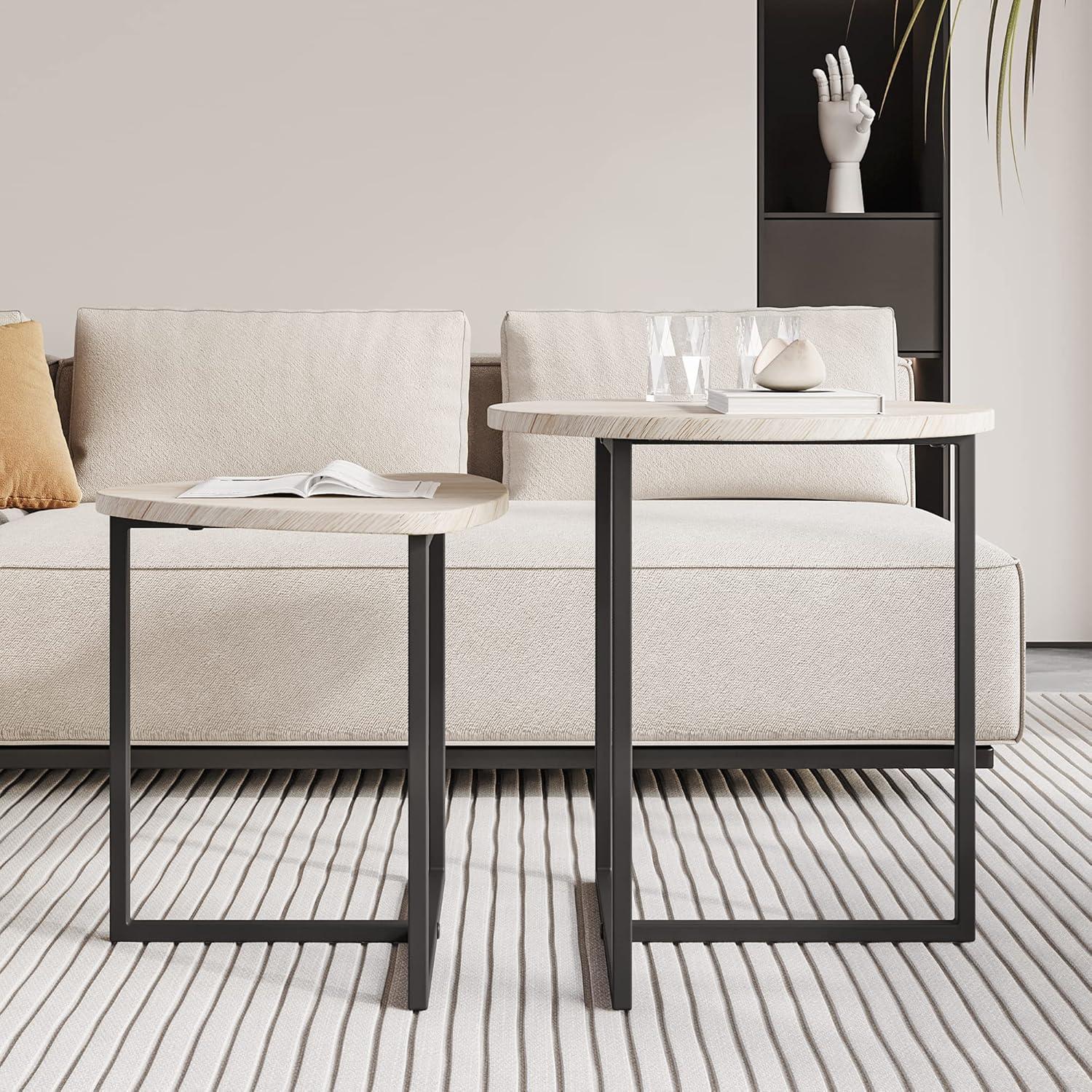 Couchtisch 2er Set Beistelltisch Schwarz Holz Metall design