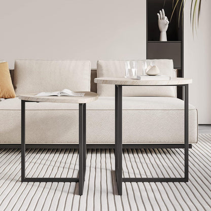 Couchtisch 2er Set Beistelltisch Schwarz Holz Metall design