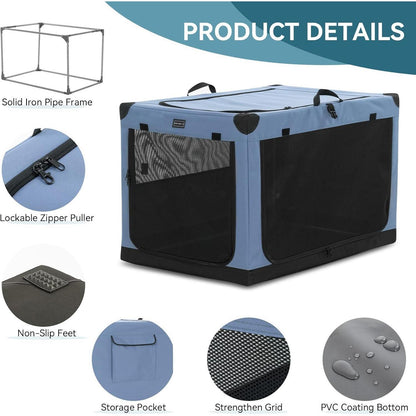 Faltbare Hundebox mit Stoffbezug – Blau L