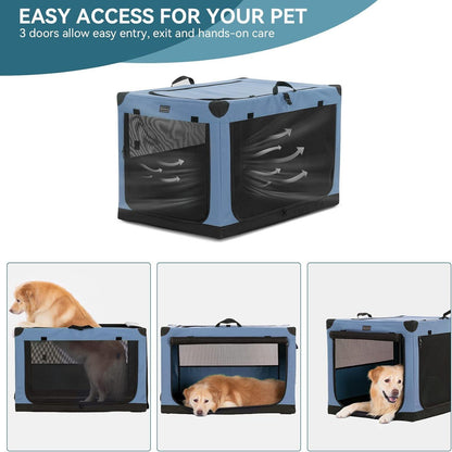 Faltbare Hundebox mit Stoffbezug – Blau L