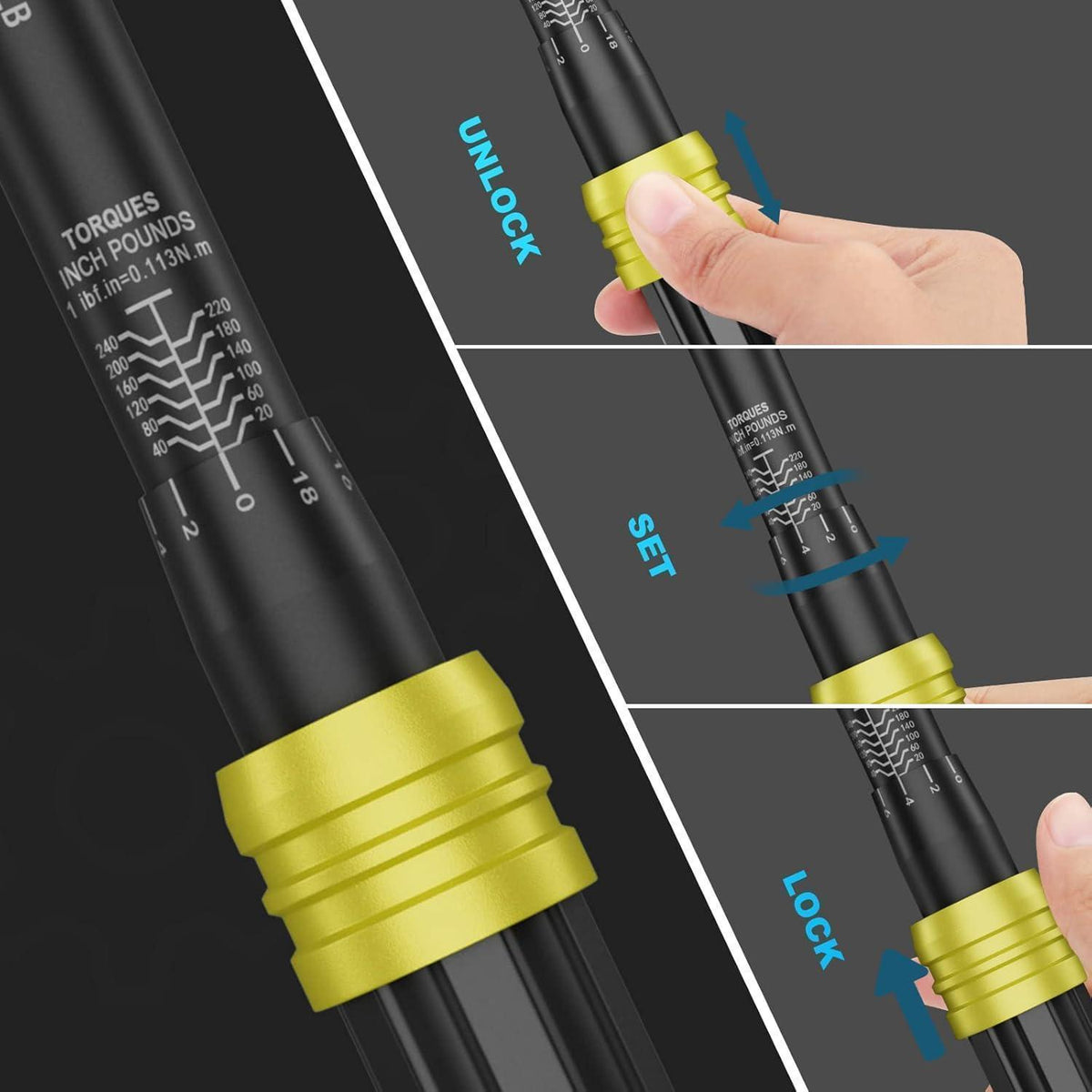 Drehmomentschlüssel 1/4 Zoll, 2,3-27,1 Nm, Dual-Direction