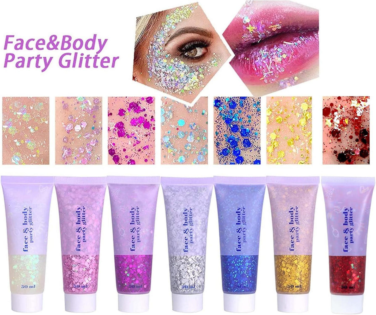 Body Glitter Gel Face Hair Nails Festival Makeup Holographic Laser Chunky Silver
