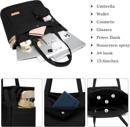 JANSBEN Damen Shopper Handtasche mit Münzbörsen Schwarz