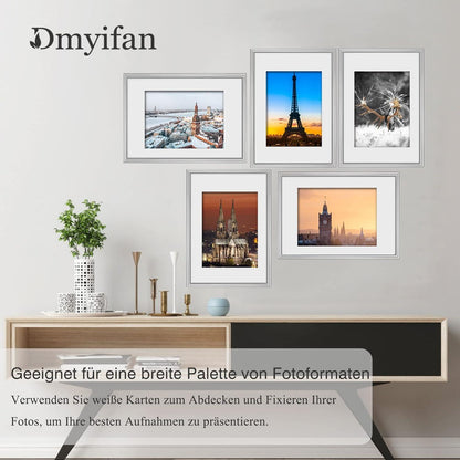5er Set Silber Fotorahmen DIN 7'' Plexi-Glas Portraitrahmen