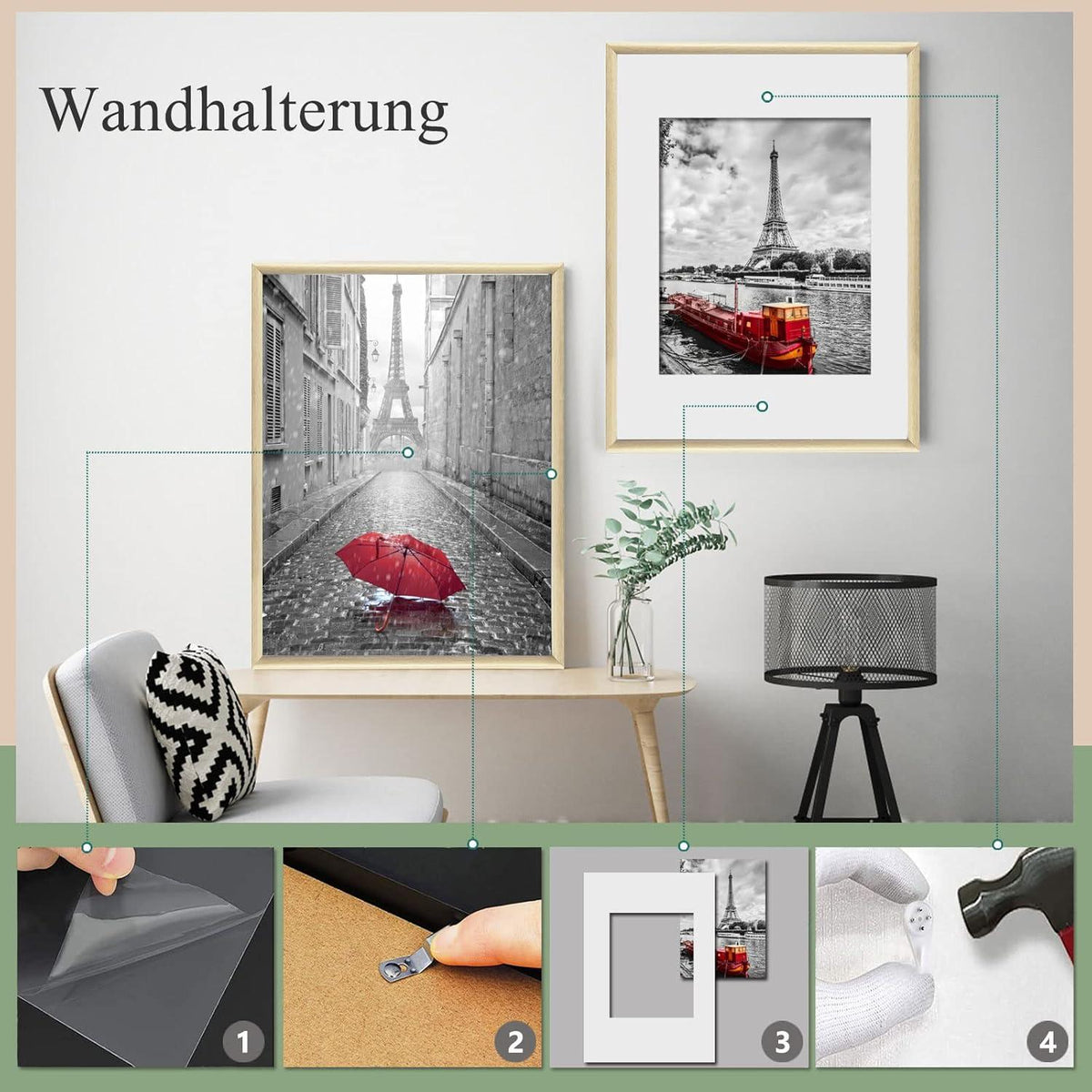 Fotorahmen Set DIN A4 5er Plexi-Glas Portraitrahmen Holz