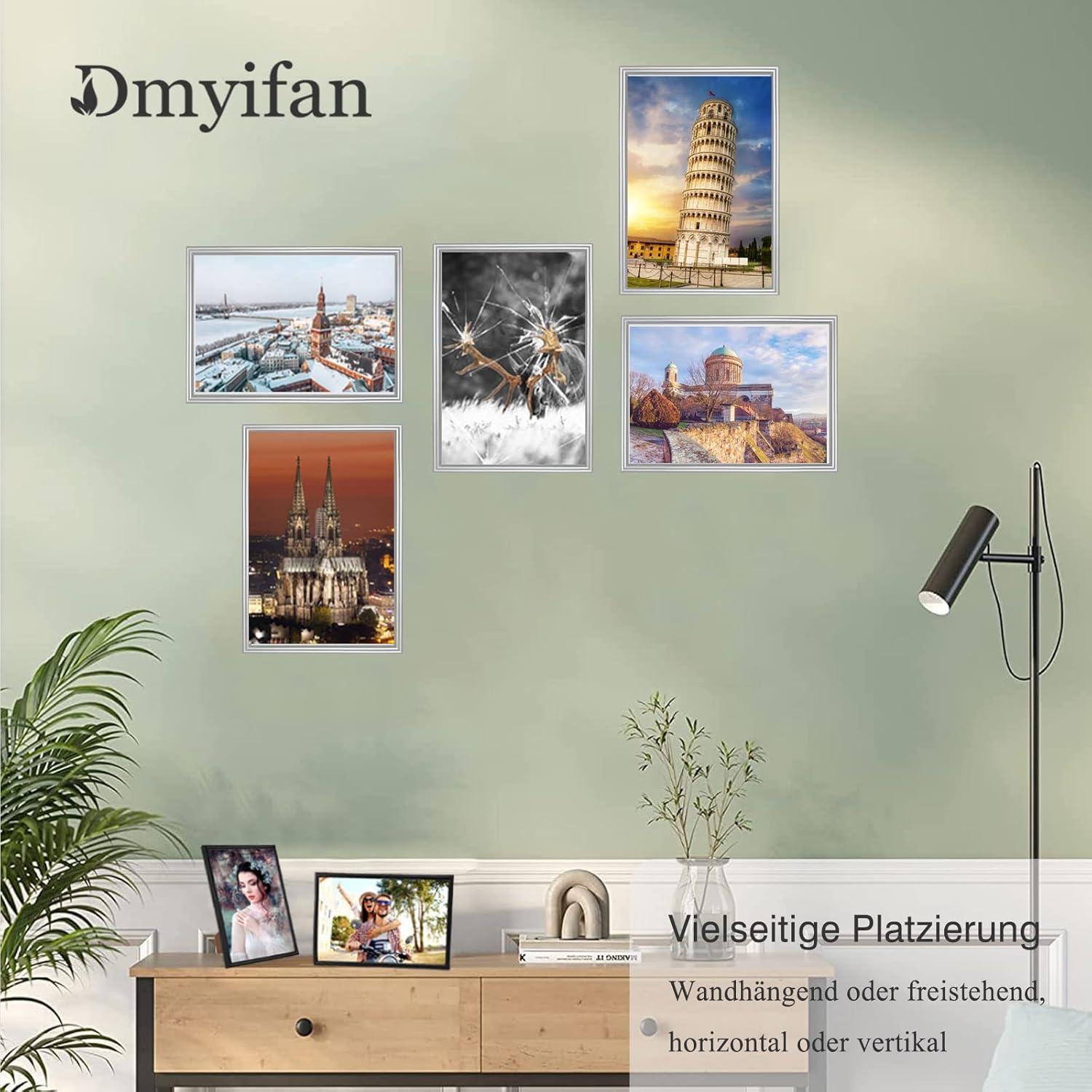 5er Set Silber Fotorahmen DIN 8 Plexi-Glas Portraitrahmen 15x20cm