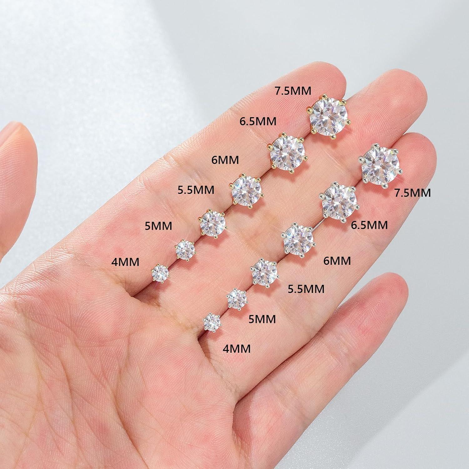 Moissanite Ohrringe Silber 925 Damen 2 Karat VVS1 D 6,5mm Heart & Arrow