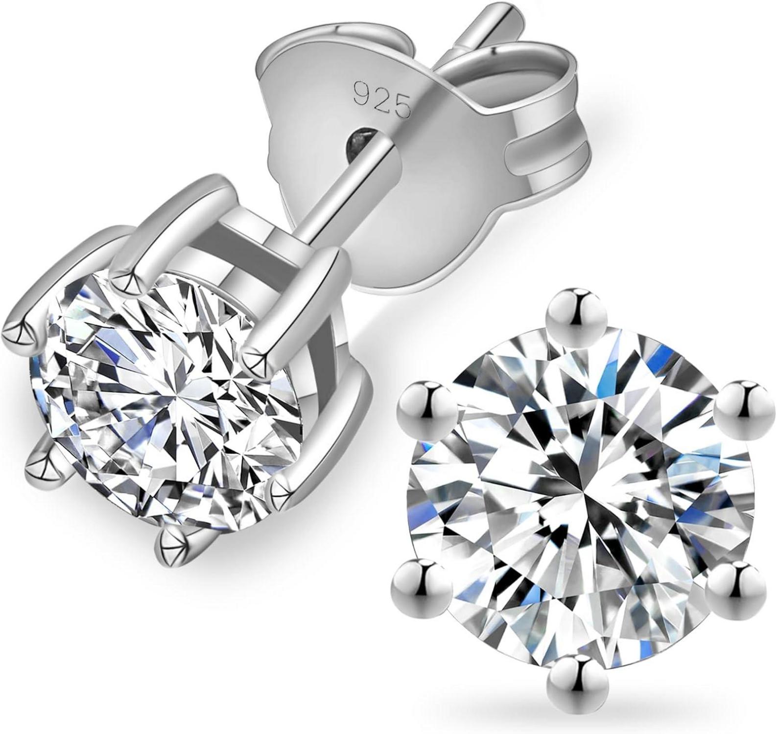 Moissanite Ohrringe Silber 925 Damen 2 Karat VVS1 D 6,5mm Heart & Arrow