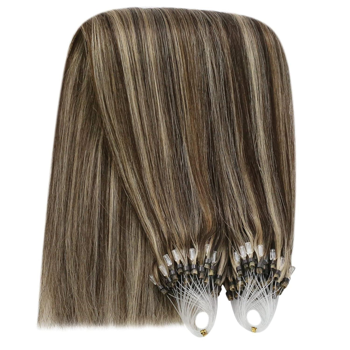 Braune Microring Haarverlängerung Echthaar 45cm #P4/27
