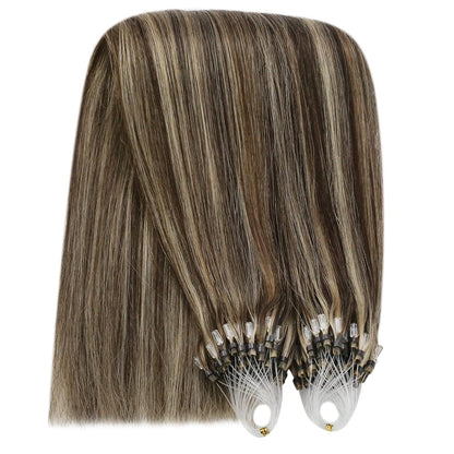 Braune Microring Haarverlängerung Echthaar 45cm #P4/27