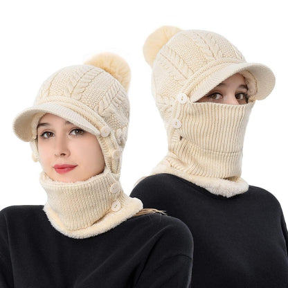 Winter Mütze & Schal Set Damen - Warmes Strickmütze Schal Set