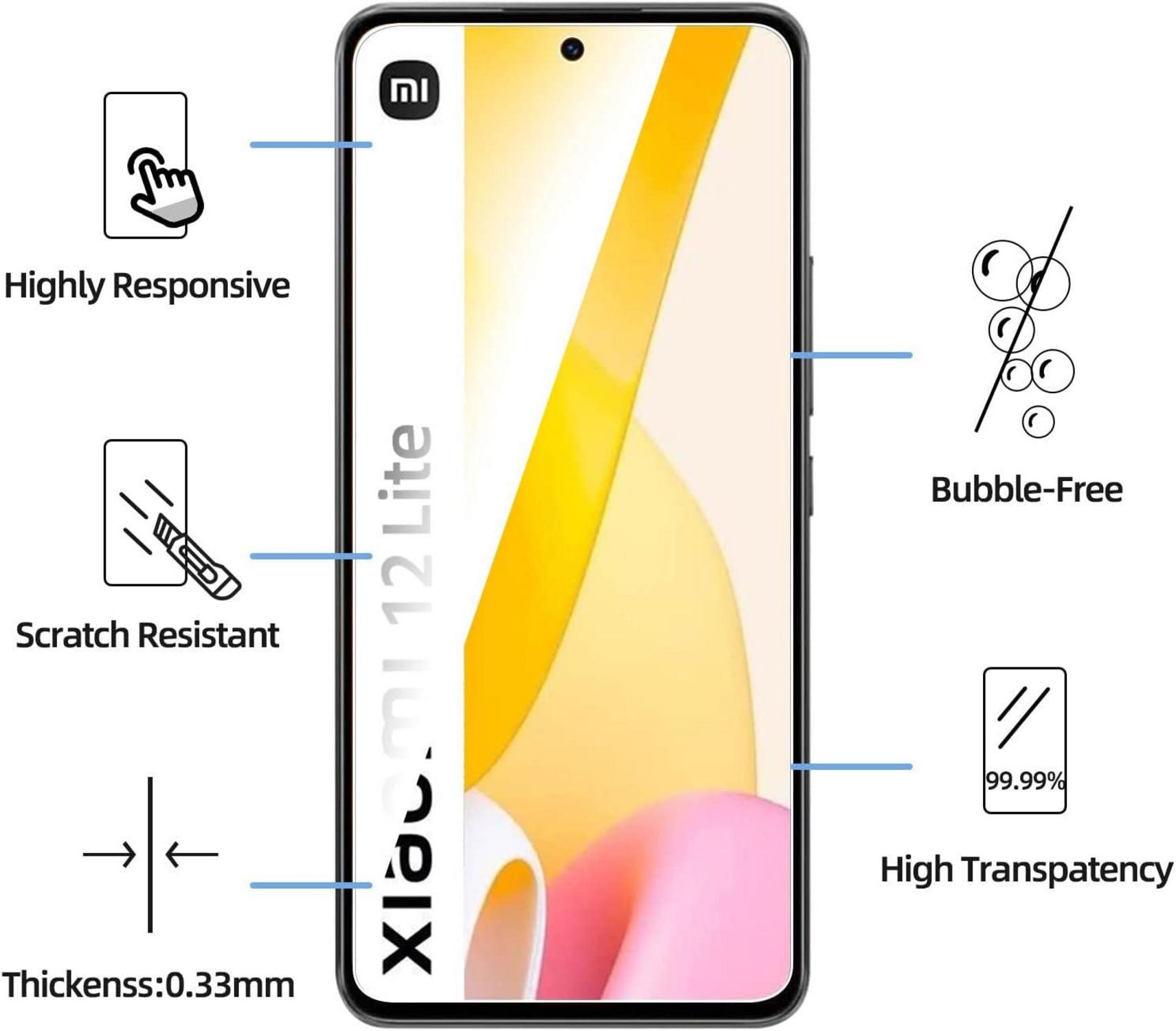 Panzer Schutz Glas für Xiaomi 12 Lite, 3 Stück, 9H Härte