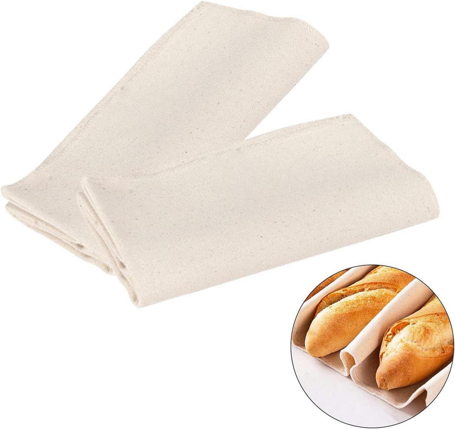 Leinentuch Brot Backen Premium 2er Set 75x45cm Naturleinen Teigtuch