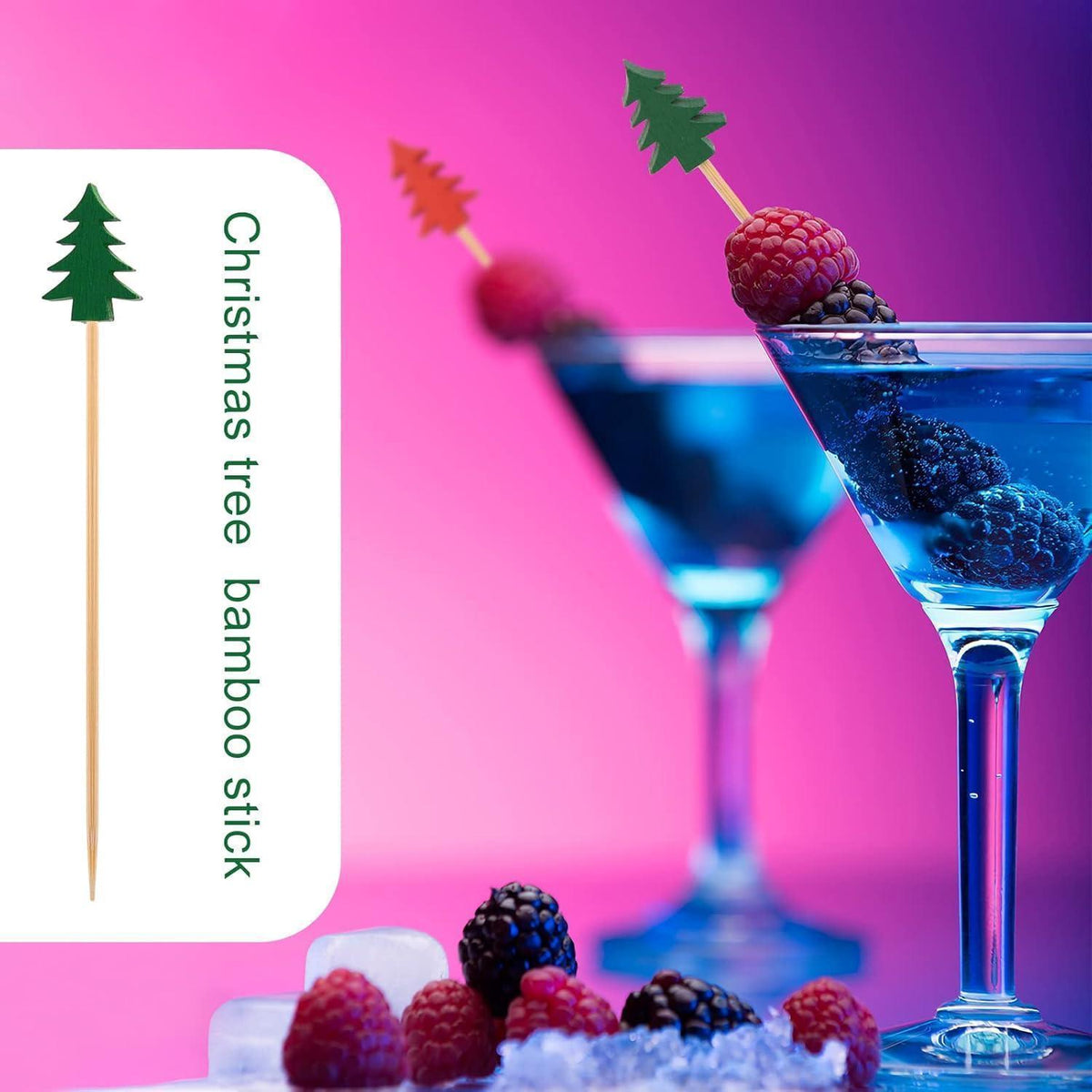Weihnachtsbaum Cocktailspieße – 100 Holzspieße für Party & Snacks