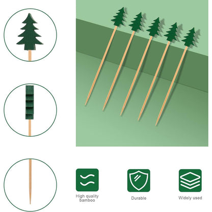 Weihnachtsbaum Cocktailspieße – 100 Holzspieße für Party & Snacks