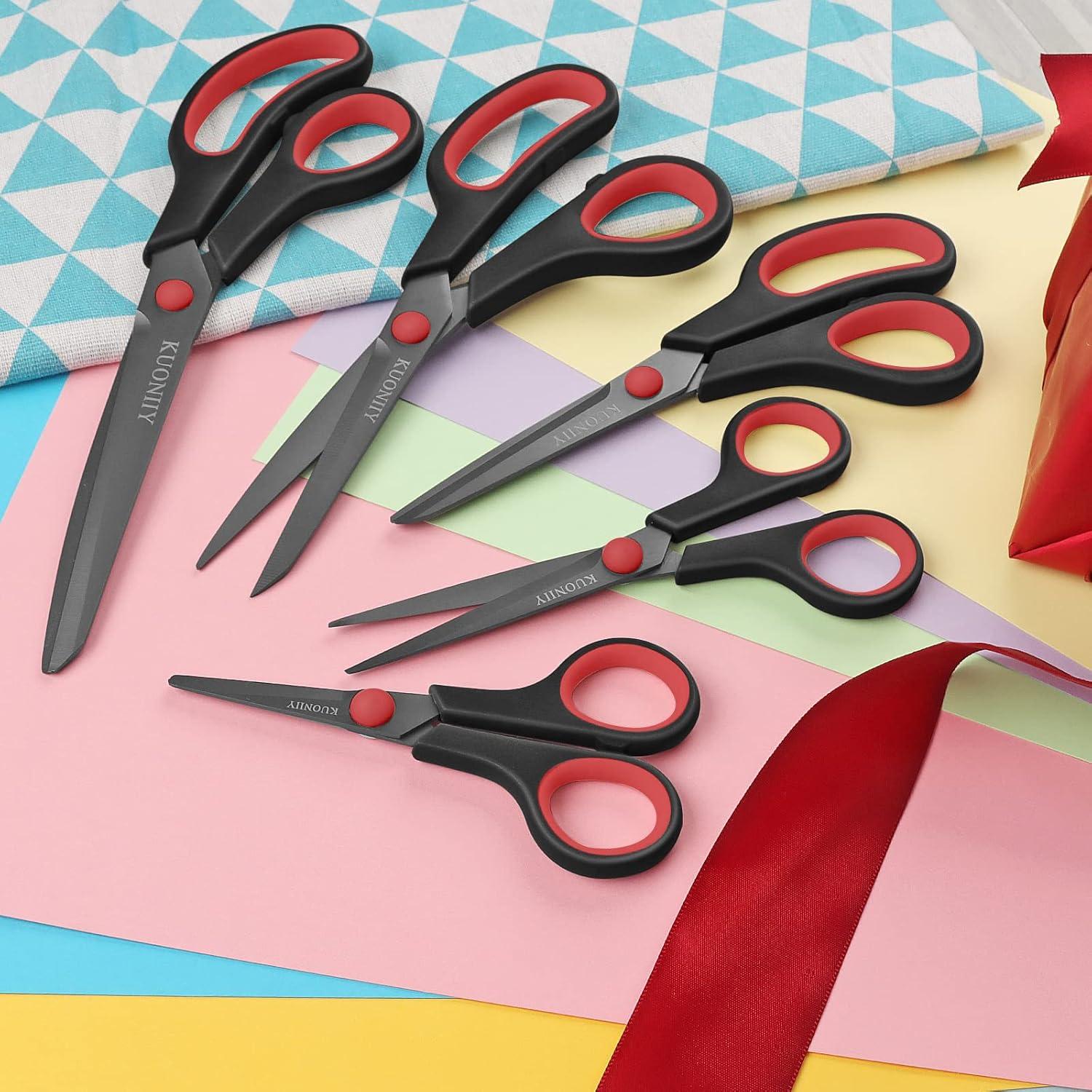 Scheren Set 5-teilig Titanbeschichtung Soft-Grip Klingen SchwarzRot