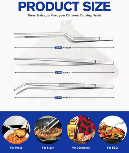10-Zoll Feine Kochpinzette Set Edelstahl Küchenzange BBQ