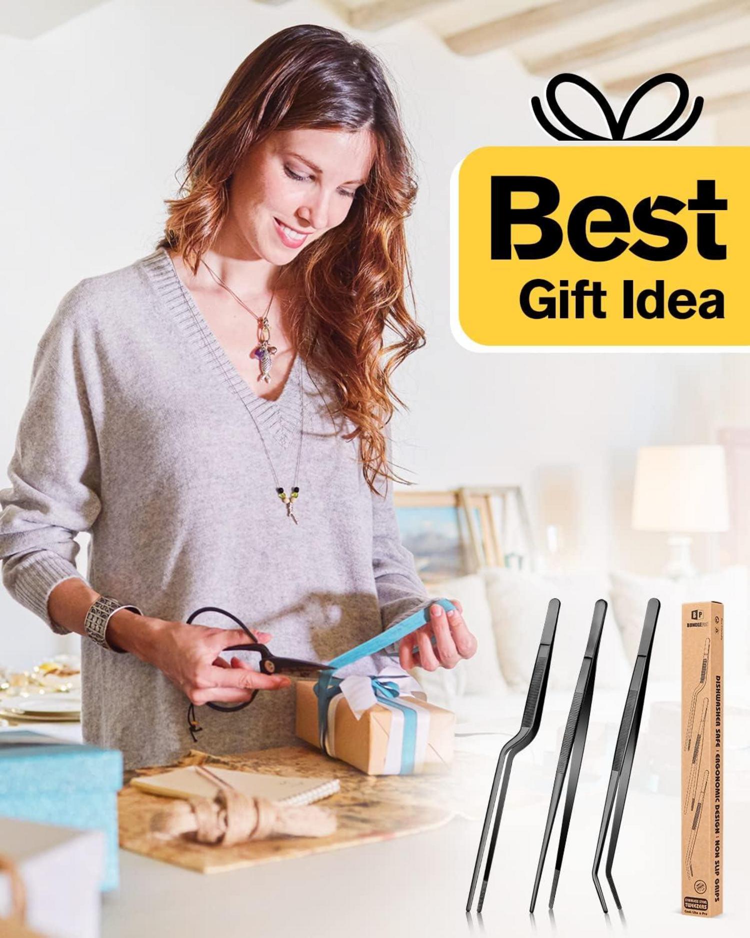10-Zoll Profi Edelstahl Kochpinzette Set Küche BBQ Schwarz