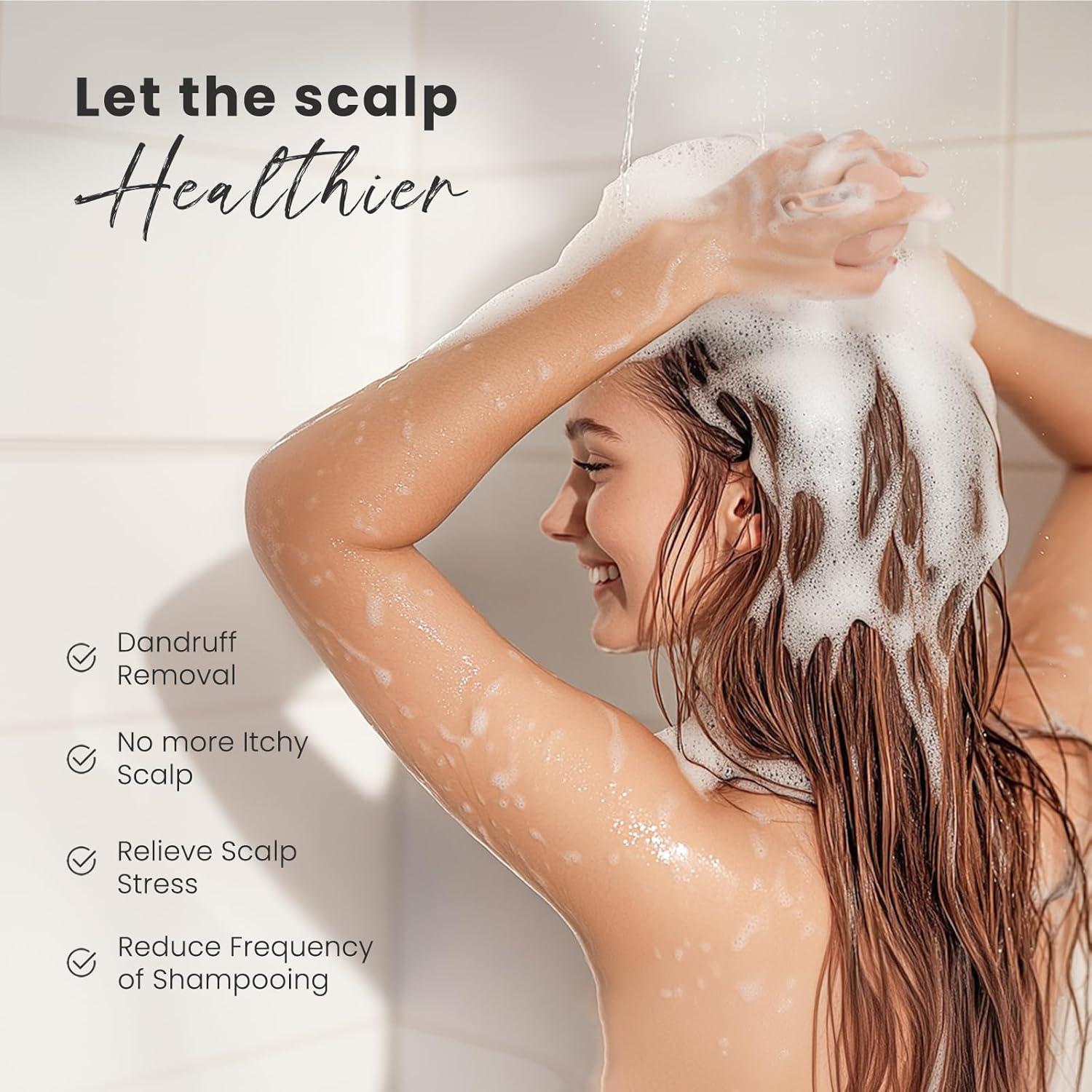 AIMIKE Silikon Kopfmassagebürste für Haarwachstum, Peeling & Rosmarinöl
