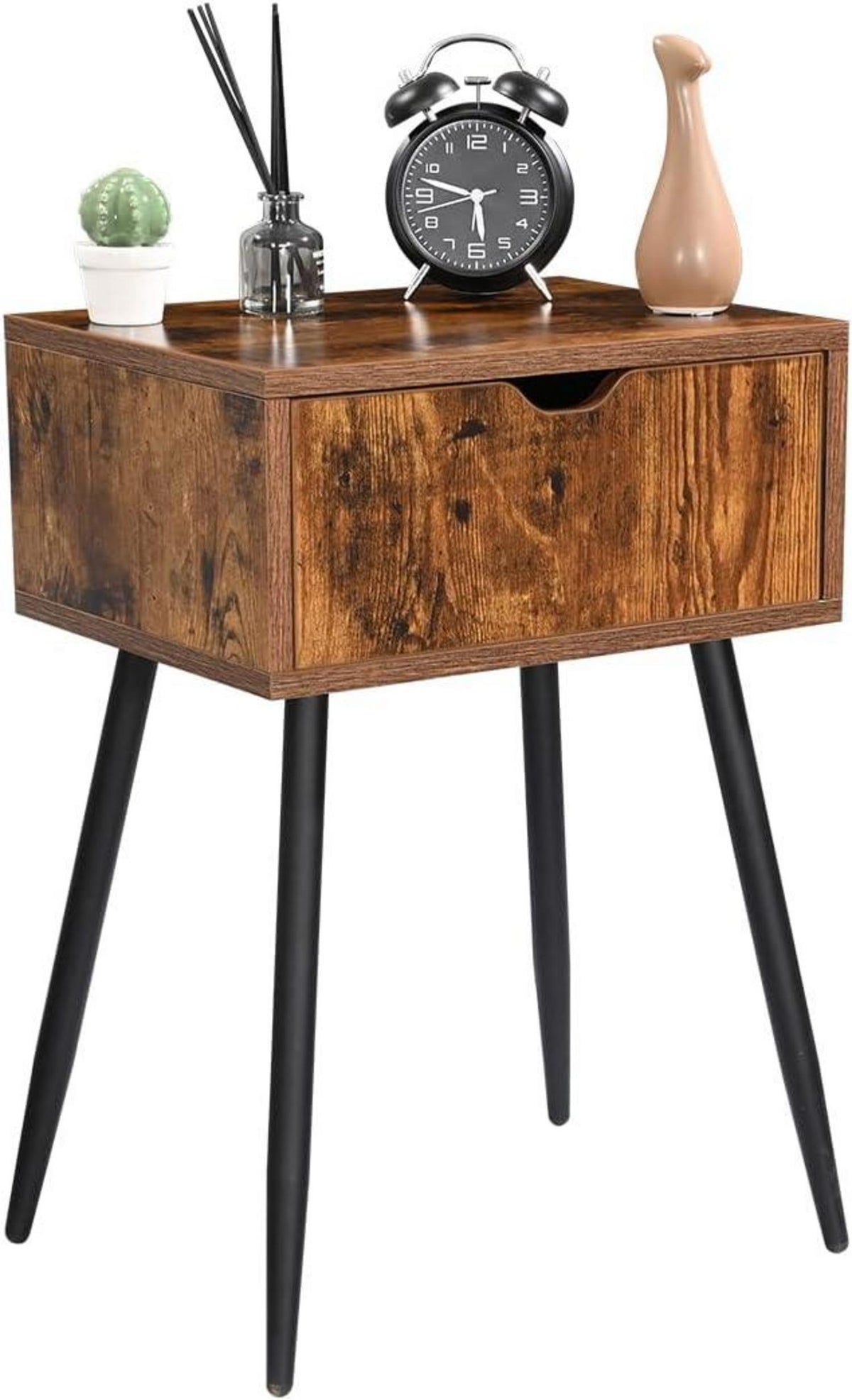 Nachttisch Holz Schublade Metallbeine 30x40x58 Beistelltisch