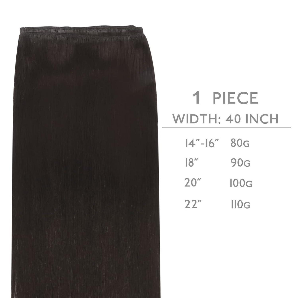 Echthaar Tressen 50cm - 100g Schwarz - Zum Einnähen
