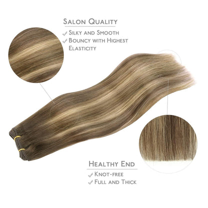 Echthaar Tressen Balayage Schoko-Karamell 35cm 80g