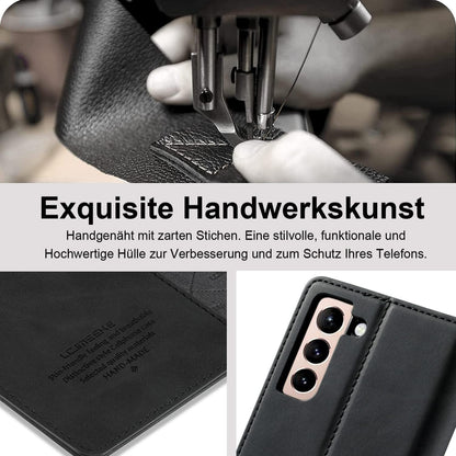 2023 Upgraded Samsung Galaxy S23 Hülle Leder Schwarz mit