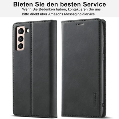2023 Upgraded Samsung Galaxy S23 Handyhülle Leder Flip Wallet Schwarz