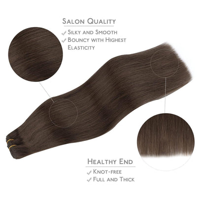 Echthaar Tressen 35cm - Helles Dunkel Braun Weft