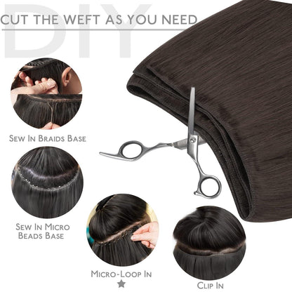 Echthaar Tressen Balayage Dunkelbraun bis Kastanienbraun 55cm
