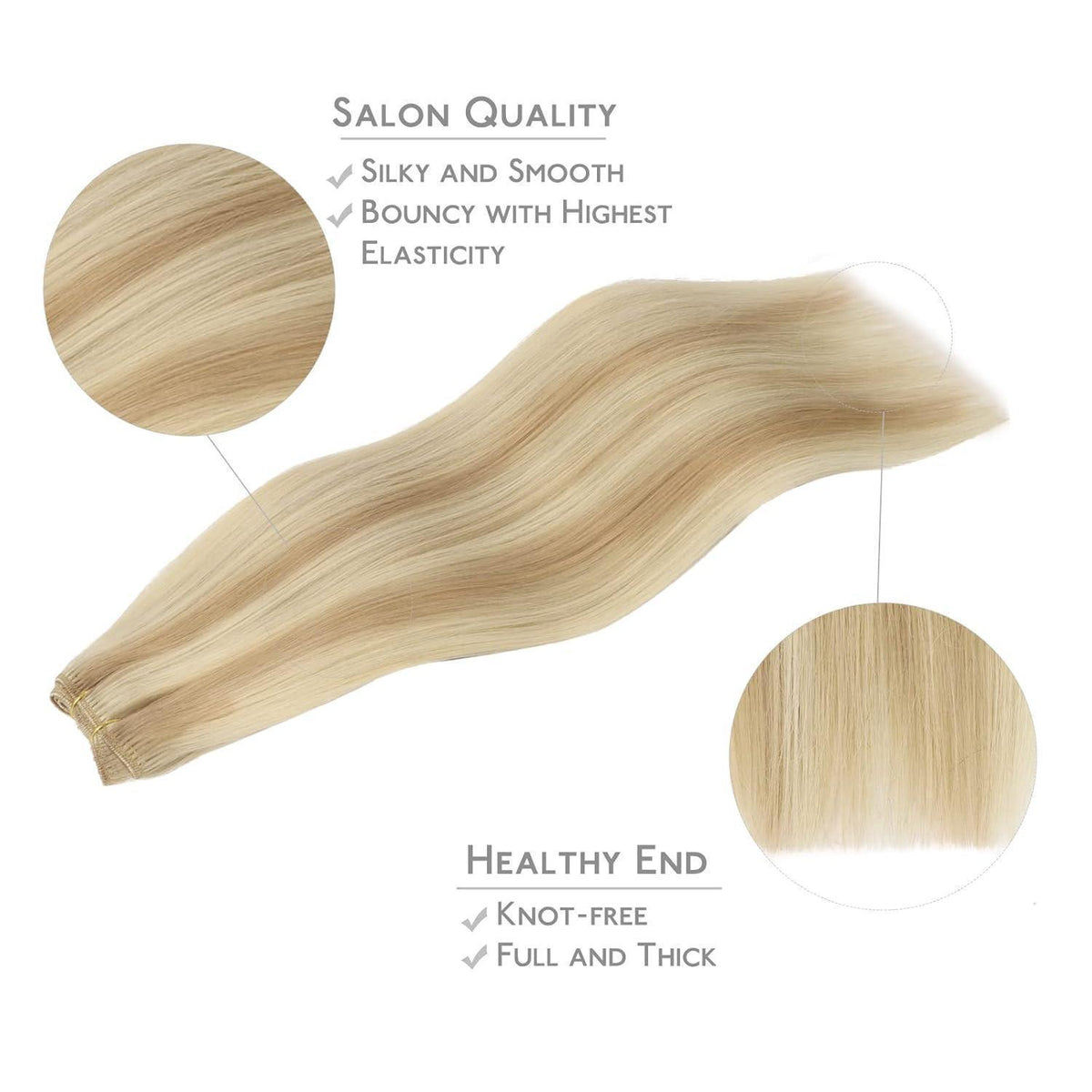 Echthaar Tressen Hellblond Highlights 50cm 100g