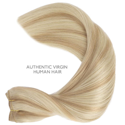 Echthaar Tressen Hellblond Highlights 50cm 100g