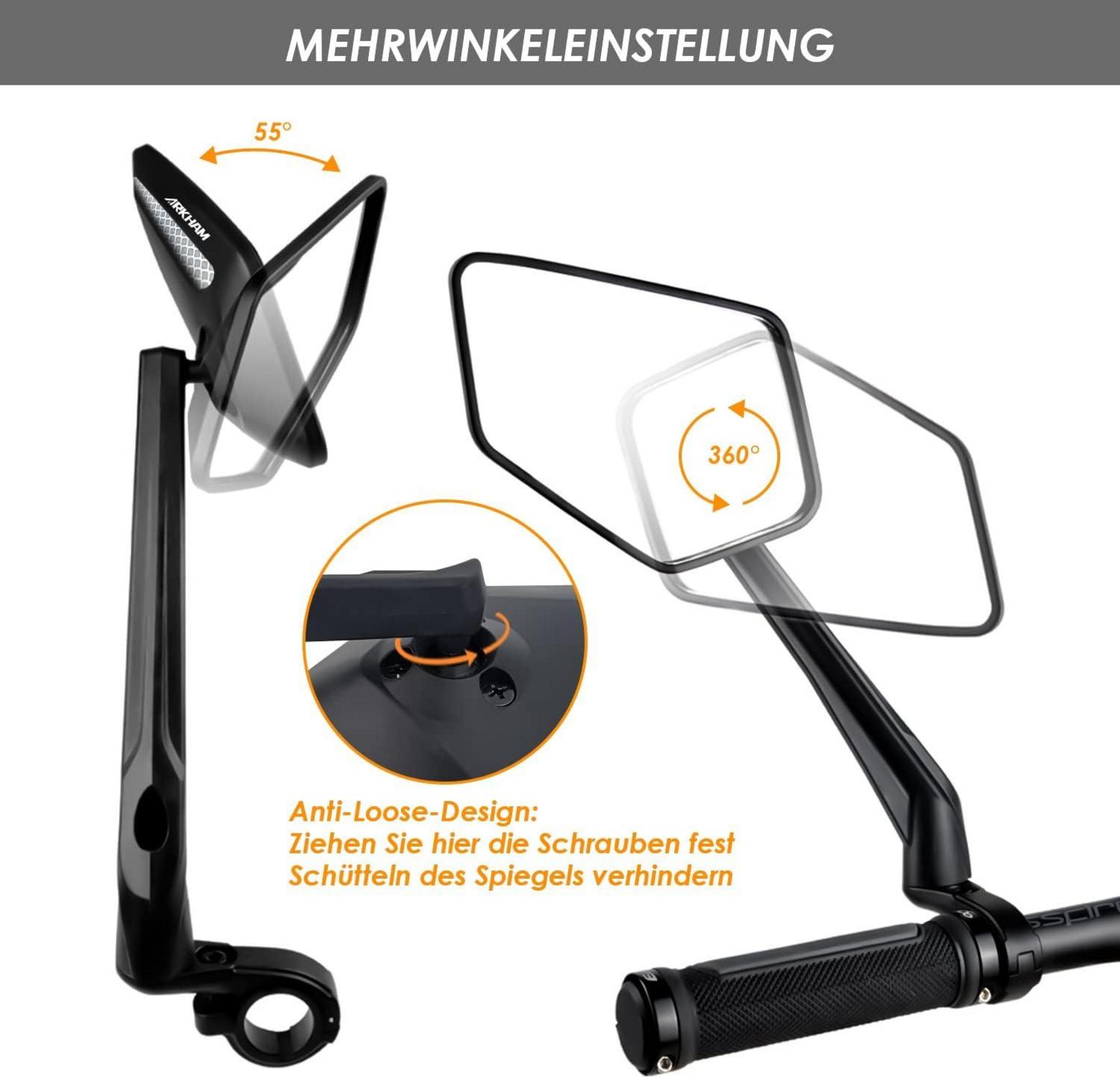 Fahrradspiegel Extra Large Mirror 360° Swivel Shatterproof Folding