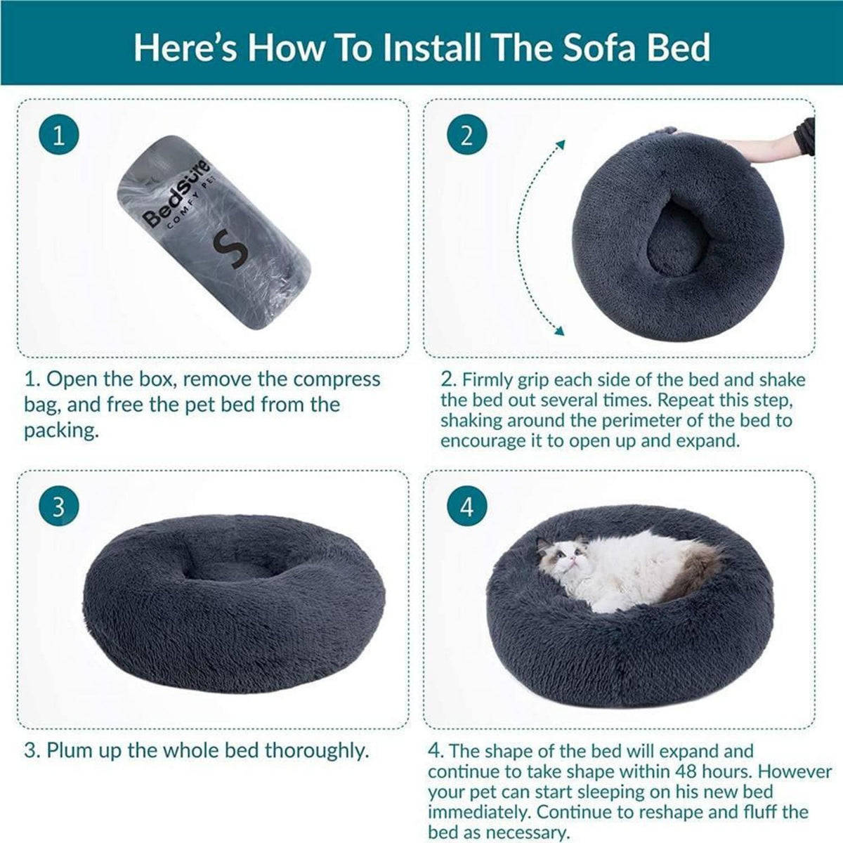 Flauschiges Hundebett Katzenbett Donut 100cm Lila