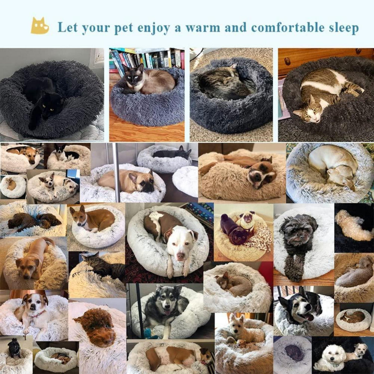 Flauschiges Hundebett Katzenbett Donut 100cm Lila