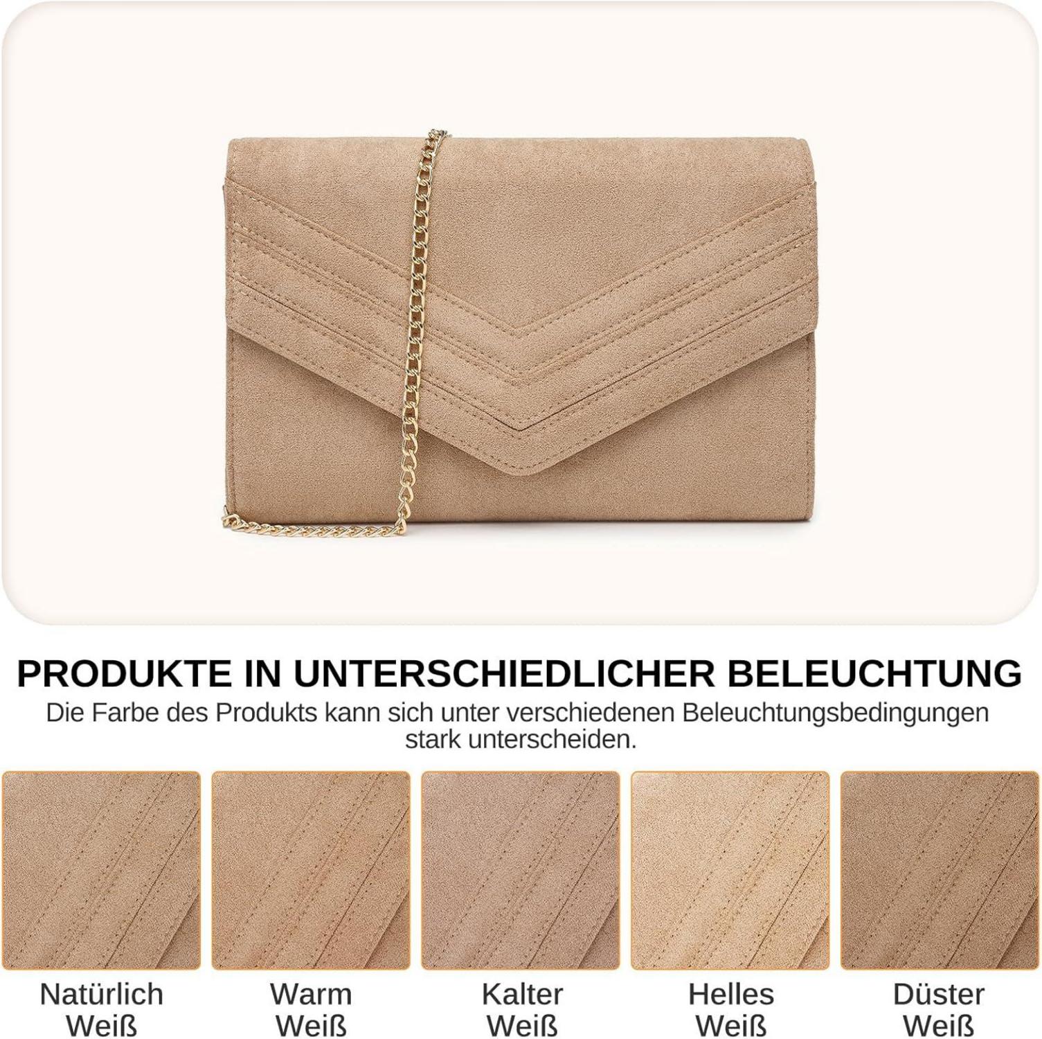 Miss Lulu Damen Clutch Abendtasche Envelope Elegant Kettentasche Hochzeit