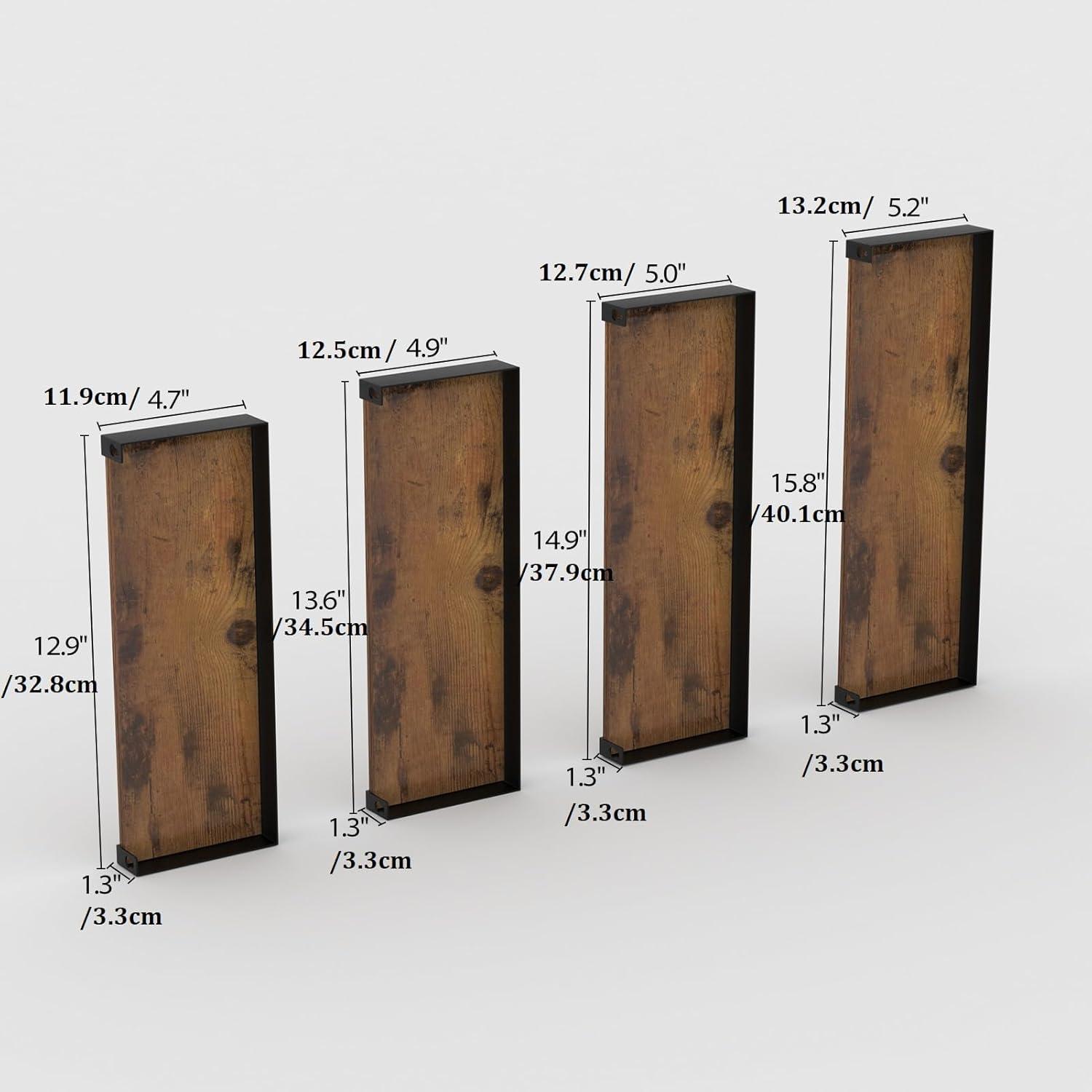 Rustikale Wandregal-Set mit 4 Schweberegal