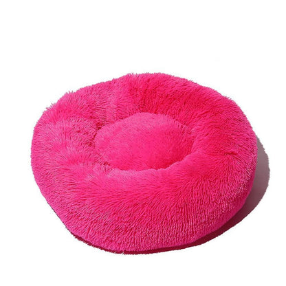 Flauschiges Hundebett Katzenbett Donut 100cm Dunkelrosa
