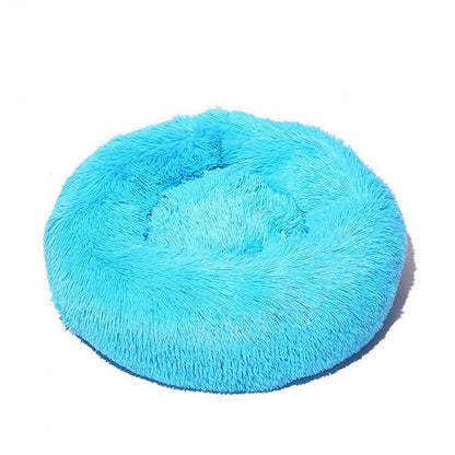 Flauschiges Hundebett Katzenbett Donut 100cm Blau