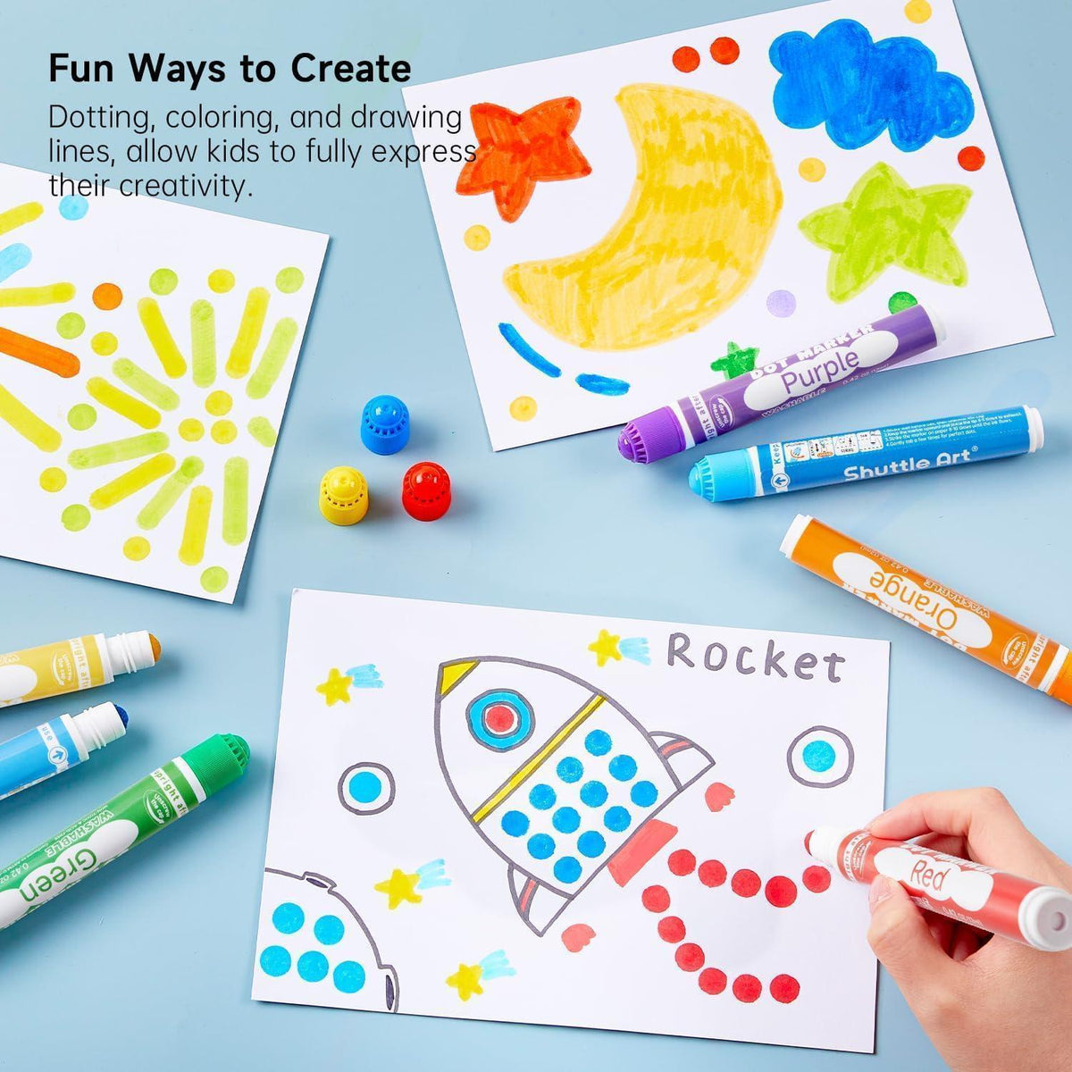 Dot Marker Set für Kinder, 26 Farben, auswaschbar, mit Malvorlagen