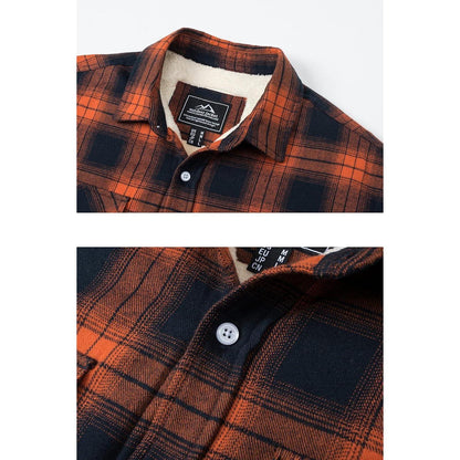 TACVASEN Herren Fleece Flanellhemd Winter Thermo Jacke Orange XL