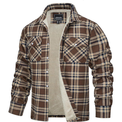 Herren Fleece Flanellhemd Braun – Warmes Winter Hemdjacke