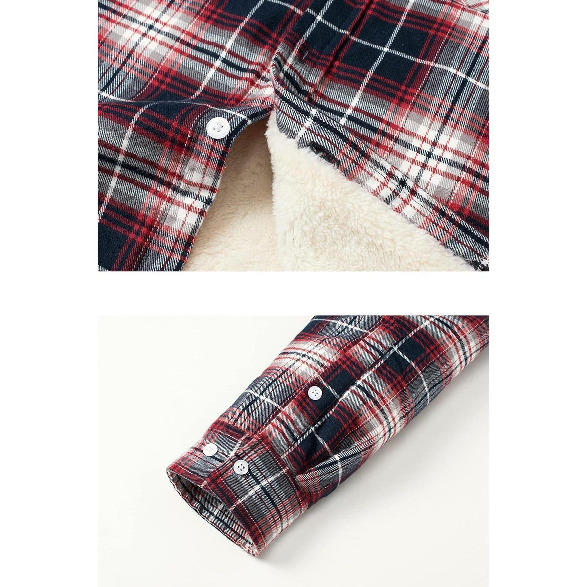 Herren Thermohemd mit Innenfleece, kariert, Rot Weiß XL